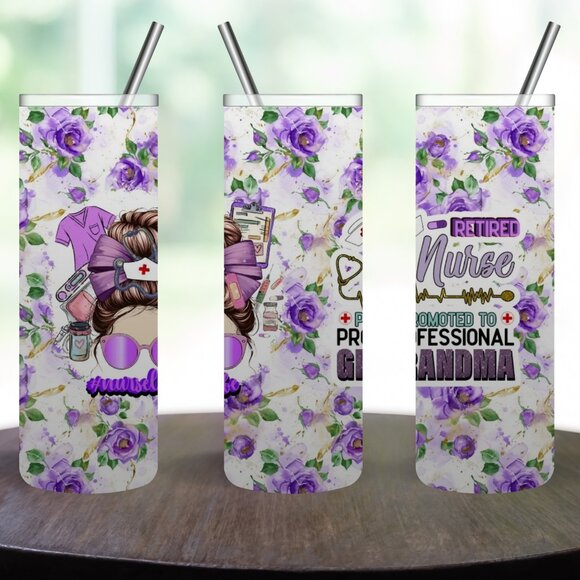 Stainless Steel 20oz RETIRED NURSE Tumbler - Picture 1 of 5